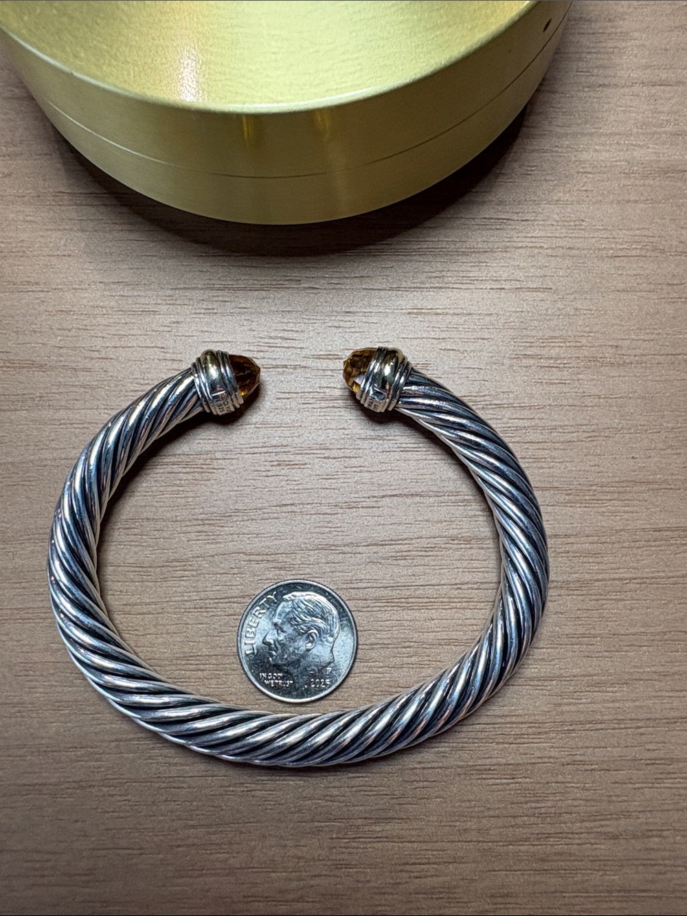 David Yurman Sterling Cable Cuff Citrine Terminal Silver Yellow reasonable offer - Picture 12 of 14